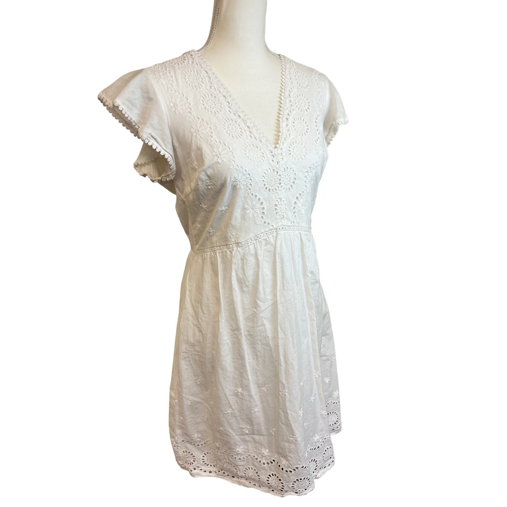 CITY TRIANGLES White Eyelet Lace Dress Sz M Lace Flutter Church Graduation‎ - Picture 6 of 11